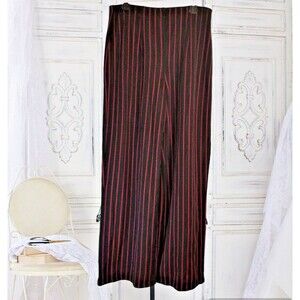 Susan Graver Women's Pants Black + Red Vertical Stripe Figure Flattering Small